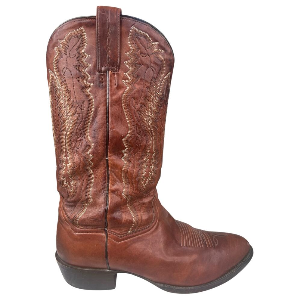 Vintage Dan Post Men’s Brown Leather Western Cowboy Boot Size US 9.5 EW